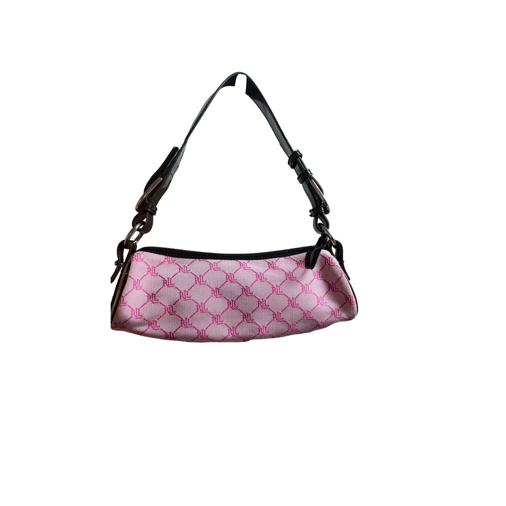Lauren Ralph Lauren Shoulder Bag Pink Monogram Jacquard Y2K Small Barbiecore